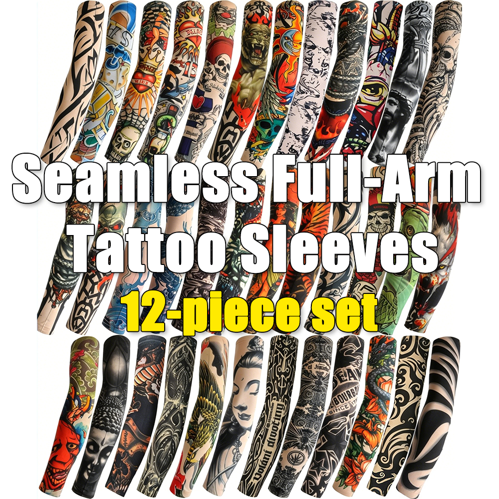 Camping Cooking Utensils Kit - (12-Piece Set)Seamless Full-Arm Tattoo Sleeves,Outdoor Cycling