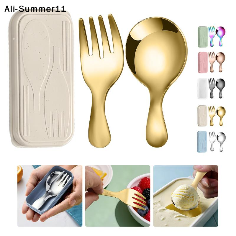 Camping Cooking Portable - 【A6L】Steel Tableware Set Spoon Fork 2Pc