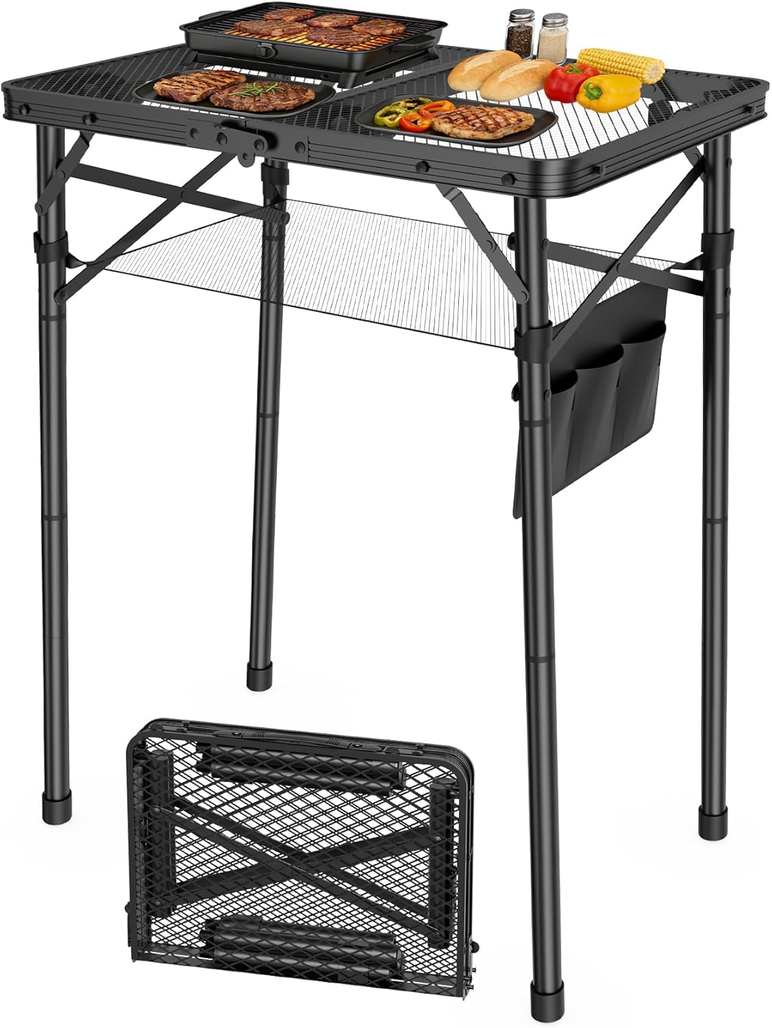 Camp Grill Portable Folding - Folding Camping Table, 3 Adjustable Height