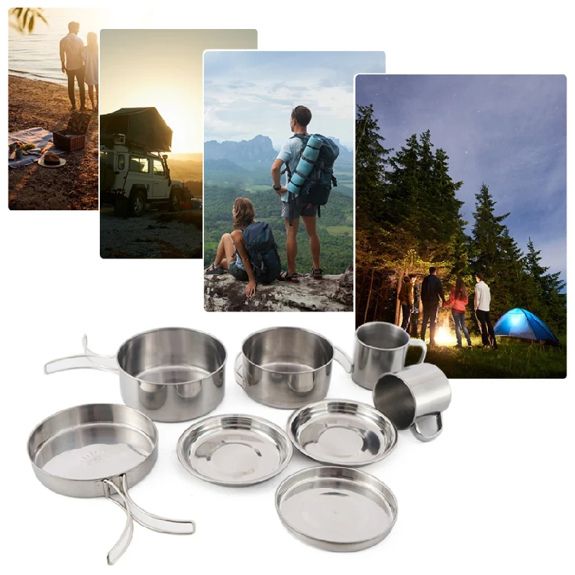 8pcs/Set Camping Cookware Mess - Camping Cooking Hardware recension och pris
