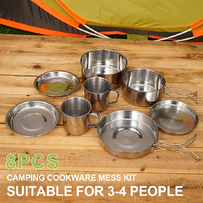 8pcs/Set Camping Cookware Mess - Camping Cooking Hardware recension och pris