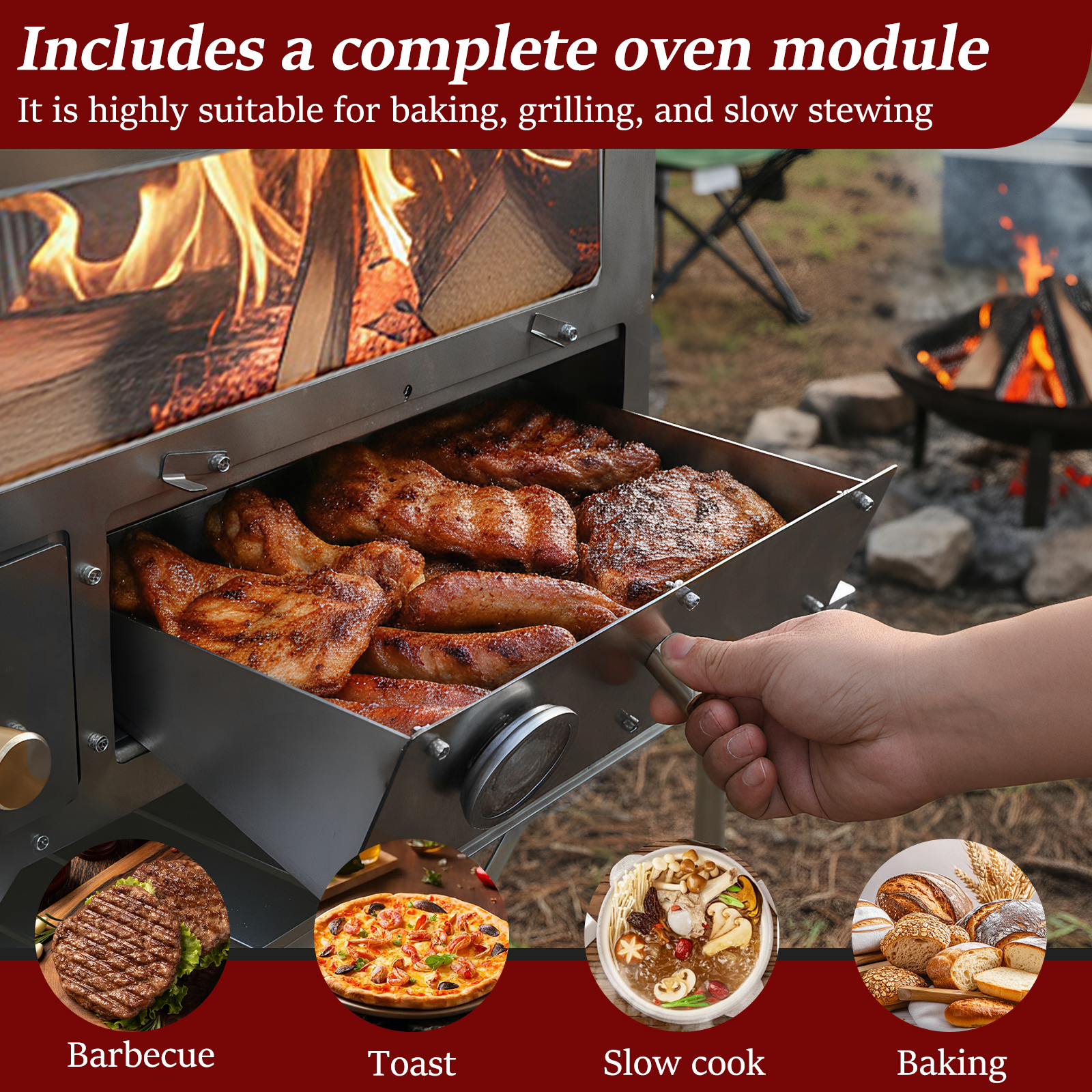 Wood Stove with Chimney Pipe P - Camping Cooking Portable recension och pris