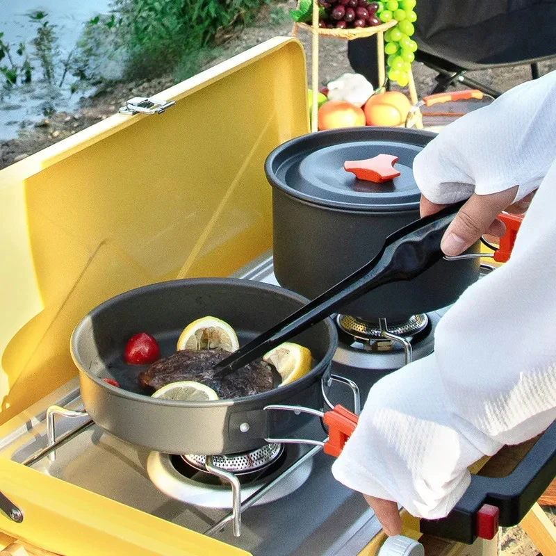 10PCS Camping Cookware Set Out - Camping Cooking Table With Storage recension och pris