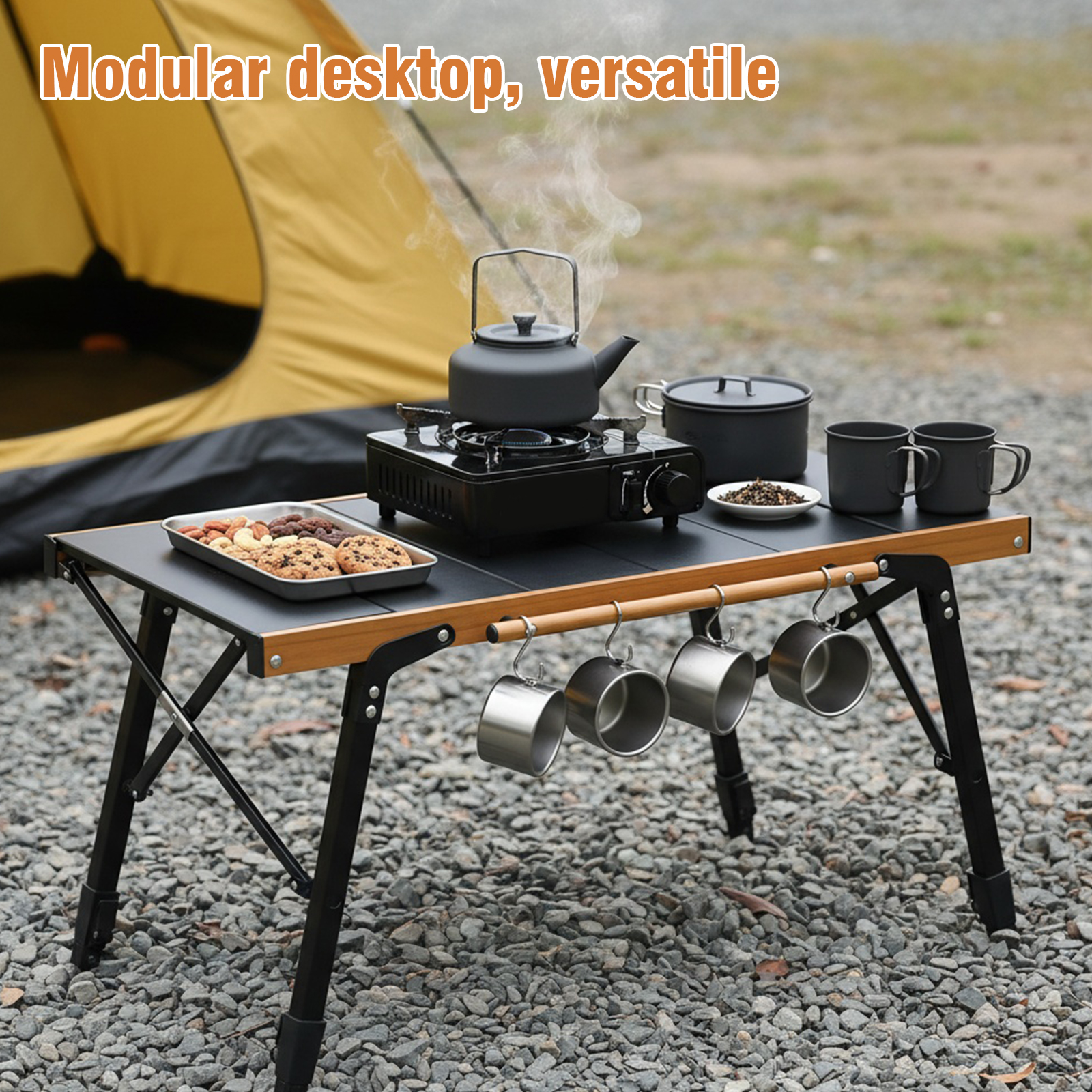Portable Camping Table with St - Camping Cooking Table With Storage recension och pris