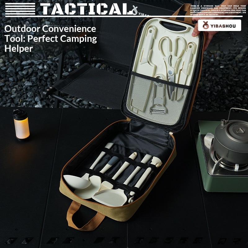 Portable 9Pcs Camping Kitchenw - Camping Cooking Container recension och pris