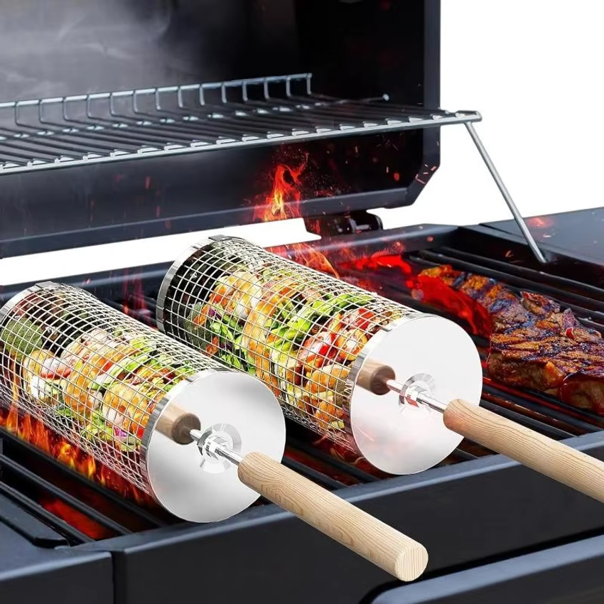 Round Barbecue Grill Basket Se - Camping Cooking Utensils Kit recension och pris