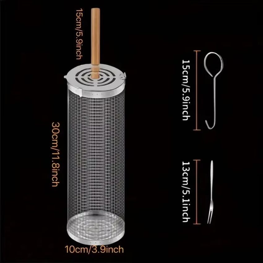 Round Barbecue Grill Basket Se - Camping Cooking Utensils Kit recension och pris