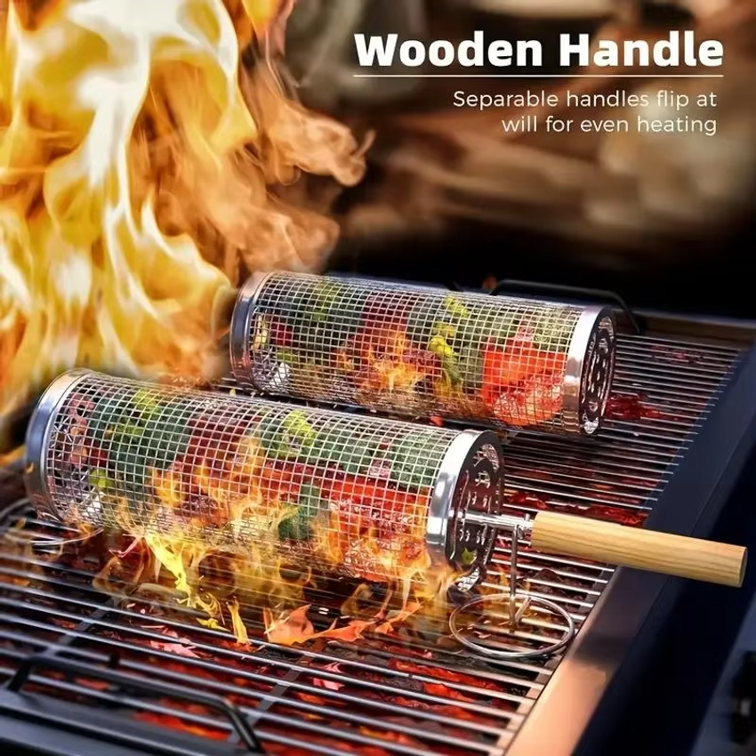Round Barbecue Grill Basket Se - Camping Cooking Utensils Kit recension och pris