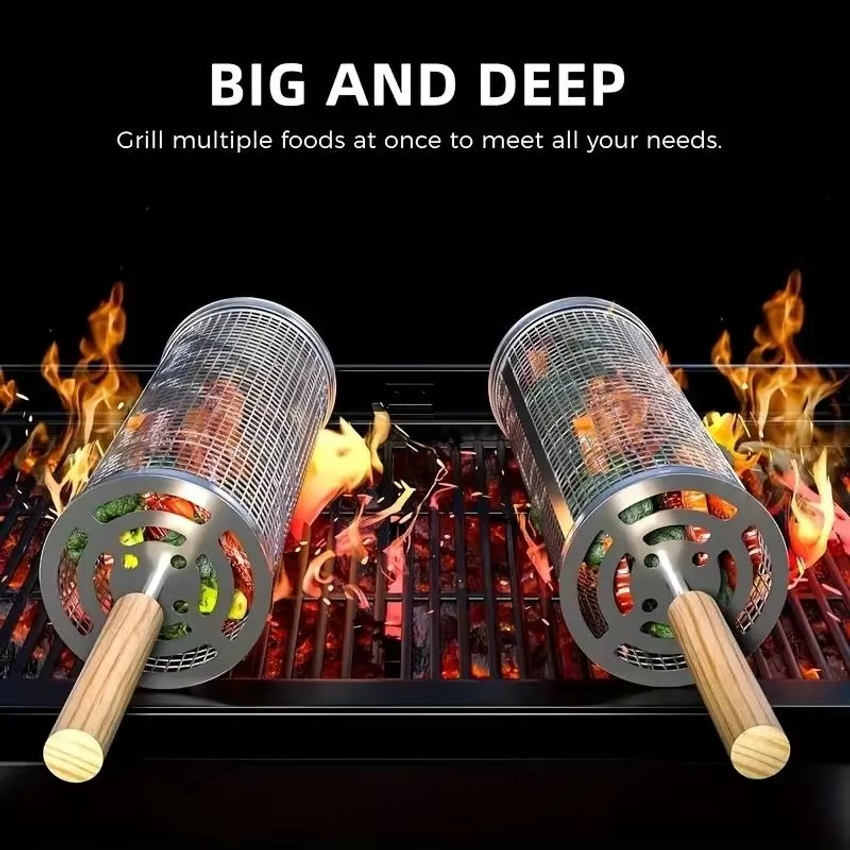 Round Barbecue Grill Basket Se - Camping Cooking Utensils Kit recension och pris