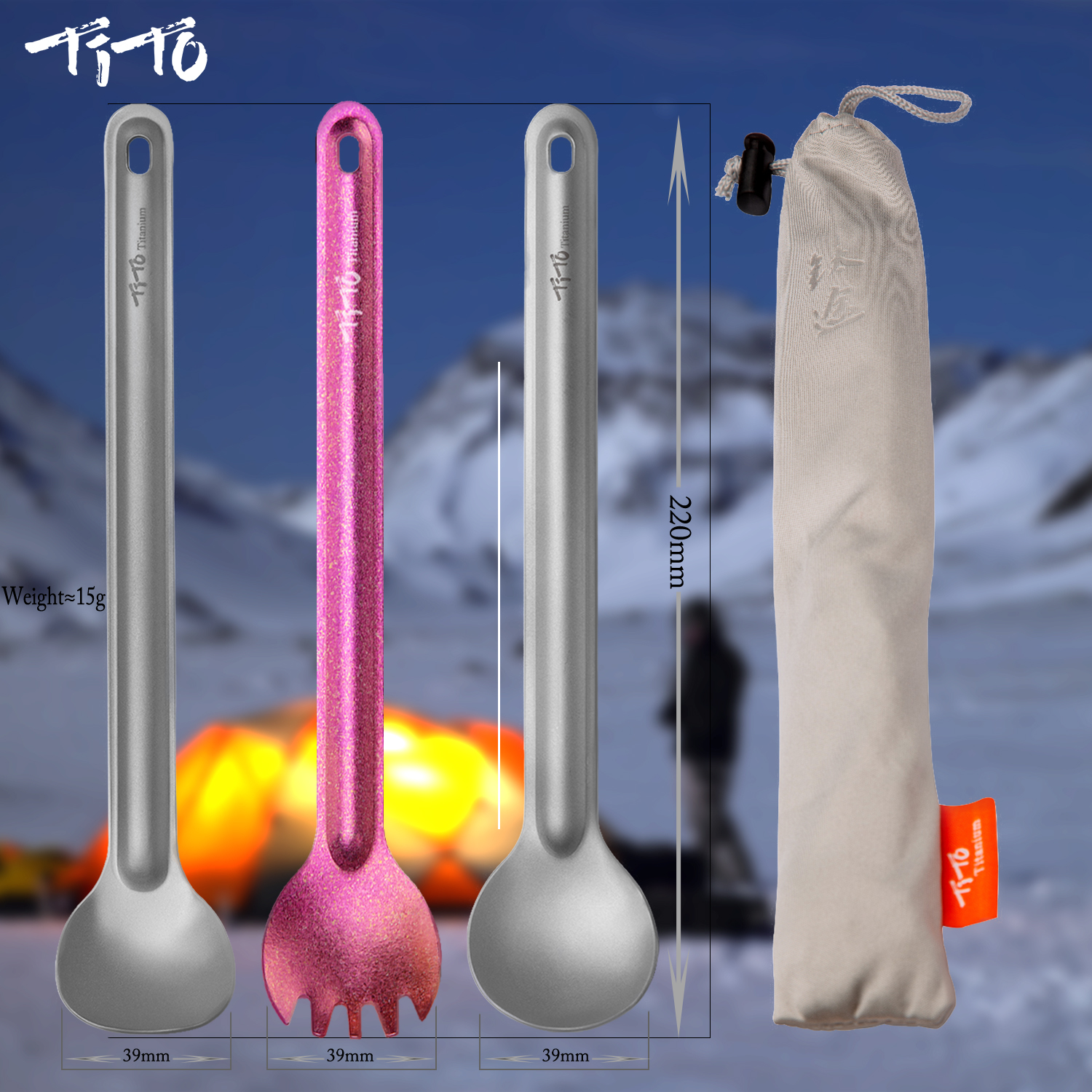 TiTo Titanium Spork Spoon Long - Camping Cooking Hardware recension och pris