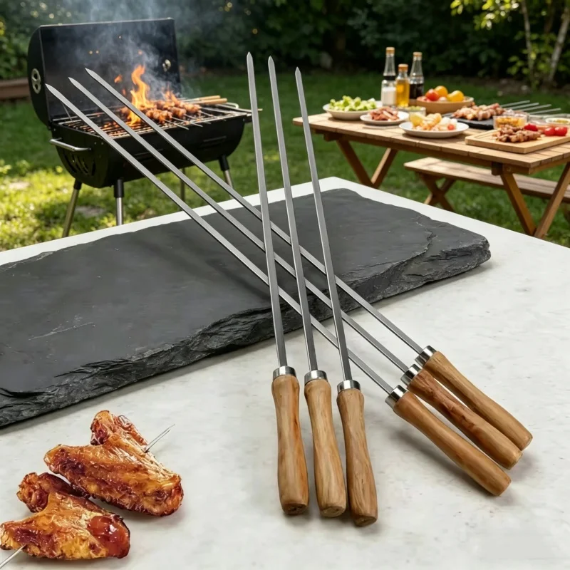 6Pcs 42cm Stainless Steel Flat - Camping Cooking Candle recension och pris