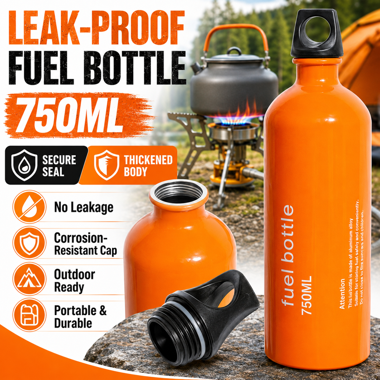 750ml Aluminum Fuel Bottle Cam - Camping Cooking Fuel recension och pris