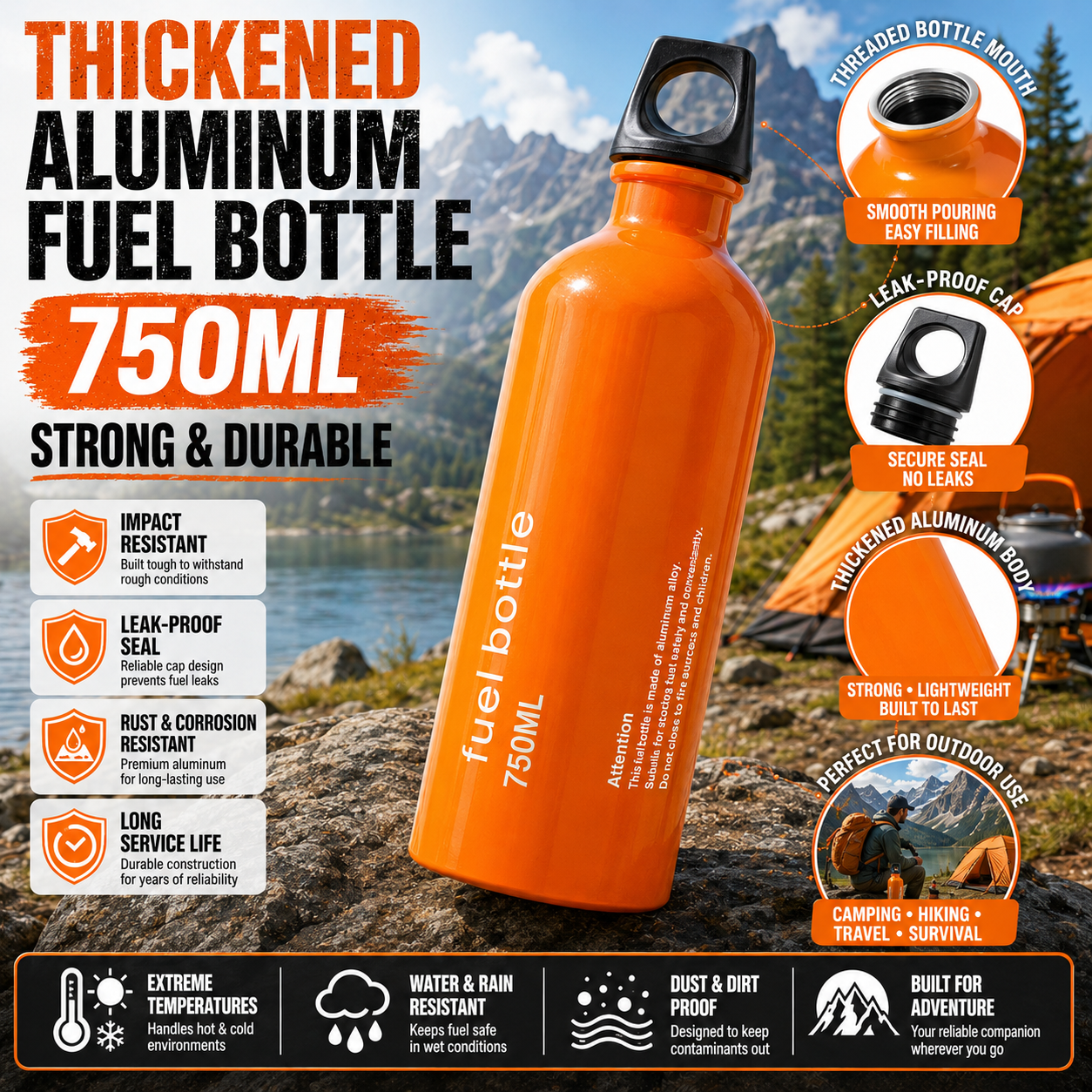 750ml Aluminum Fuel Bottle Cam - Camping Cooking Fuel recension och pris