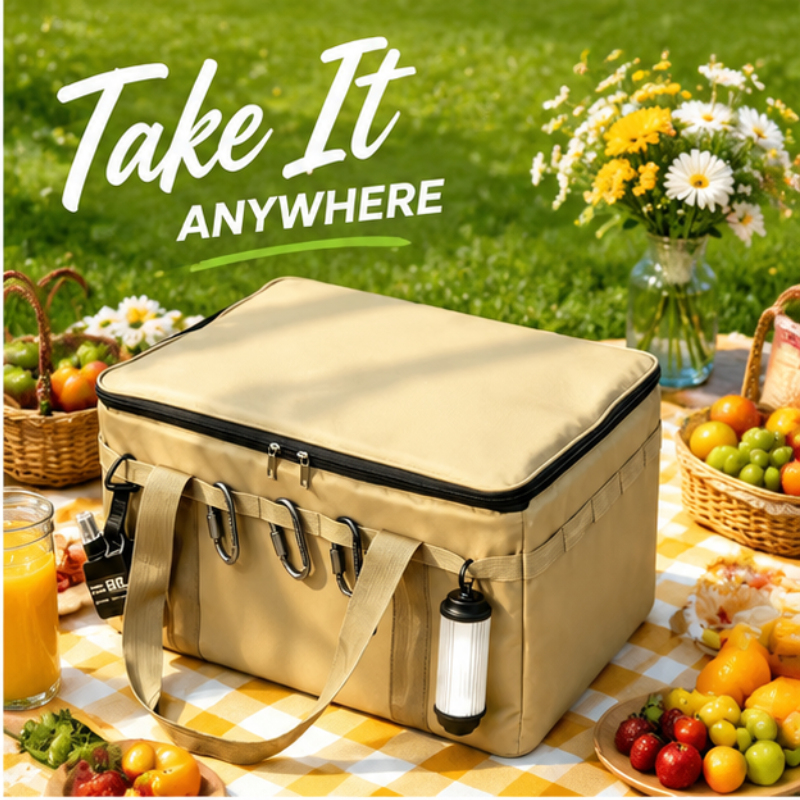 Foldable 30L Khaki Oxford Tact - Camping Cooking Table With Storage recension och pris