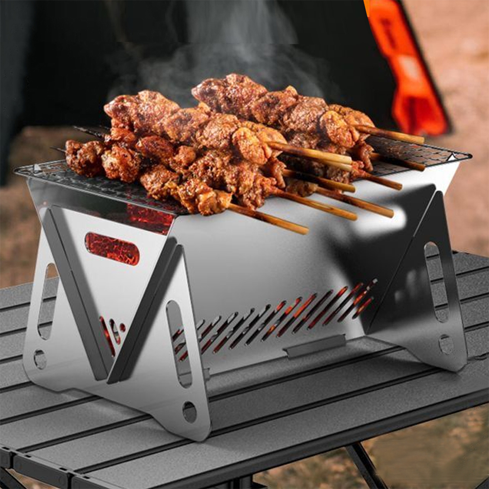 Camping Barbecue Stove with Gr - Camp Grill Portable Folding recension och pris