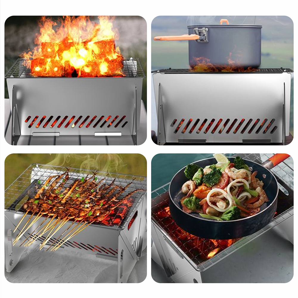 Camping Barbecue Stove with Gr - Camp Grill Portable Folding recension och pris