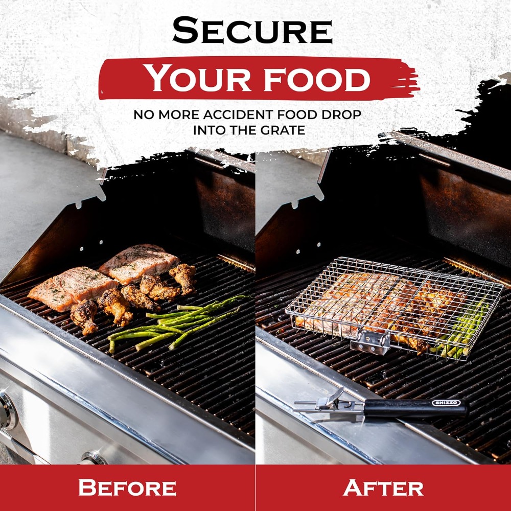 BBQ Grill Basket Set, Stainles - Camp Grill Portable Folding recension och pris