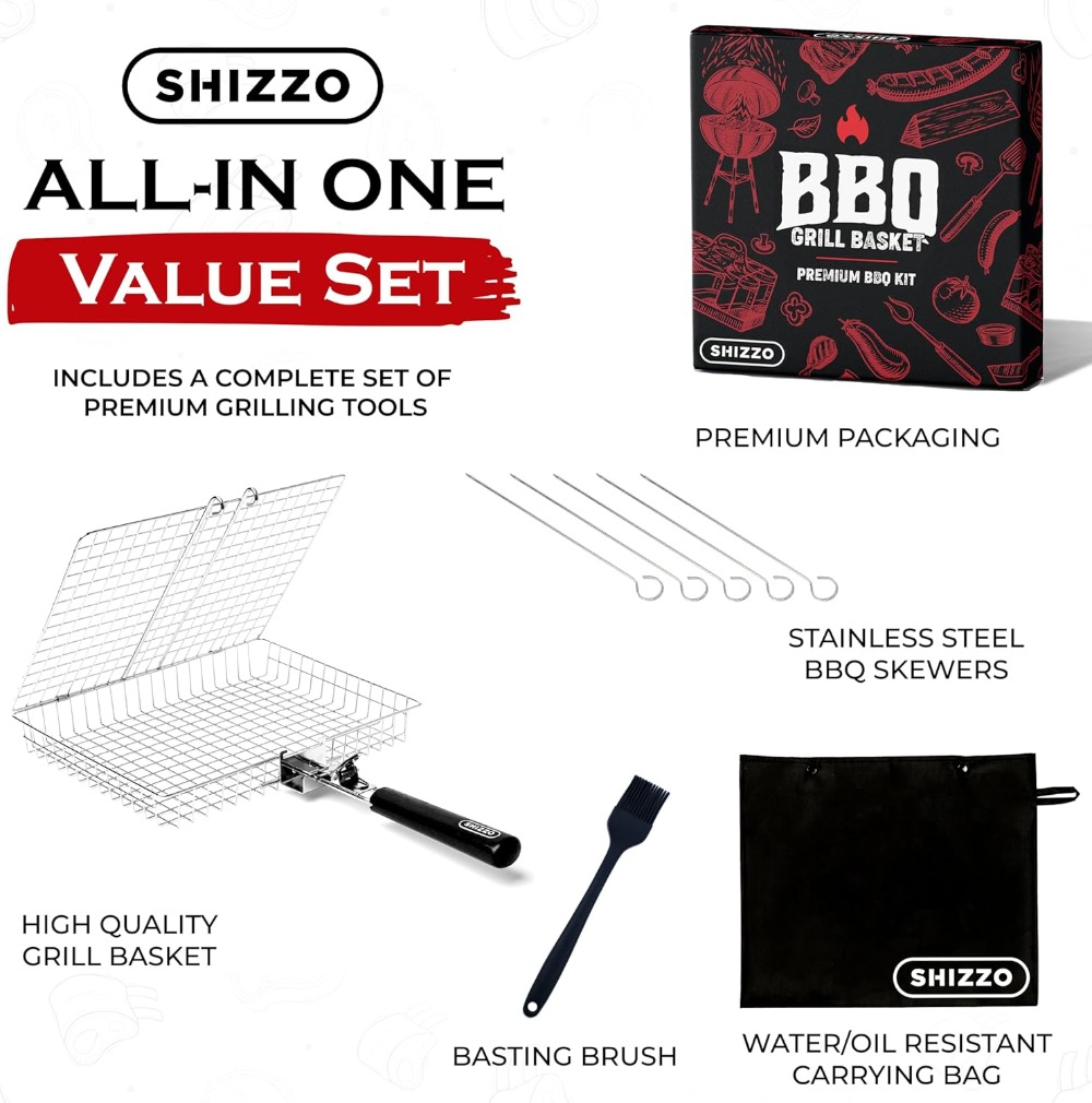 BBQ Grill Basket Set, Stainles - Camp Grill Portable Folding recension och pris