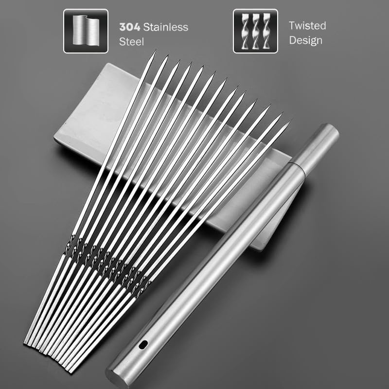 Stainless Steel Barbecue Skewe - Camping Cooking Candle recension och pris