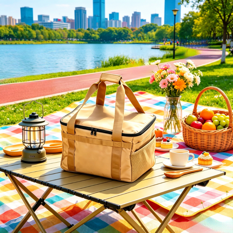 30L Khaki Foldable Oxford Tact - Camping Cooking Table With Storage recension och pris