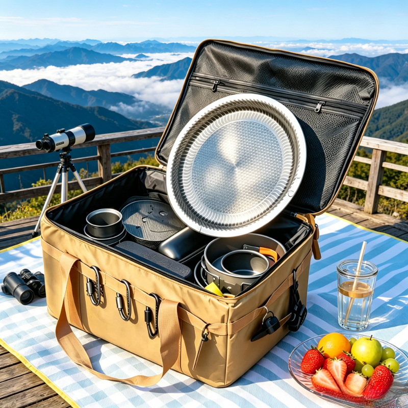30L Khaki Foldable Oxford Tact - Camping Cooking Table With Storage recension och pris