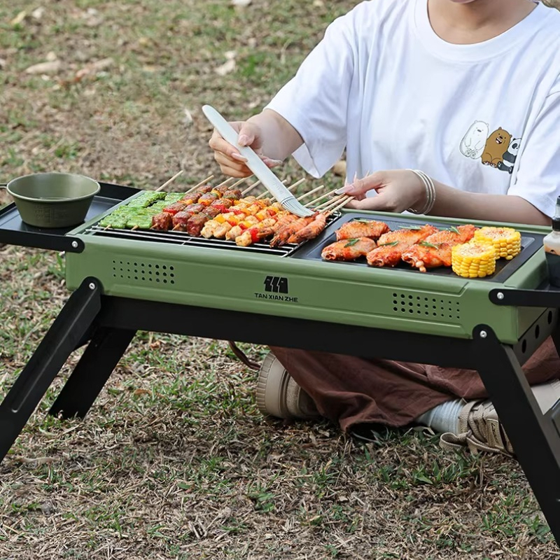 1 Set Outdoor BBQ Grill Foldin - Camp Grill Portable Folding recension och pris
