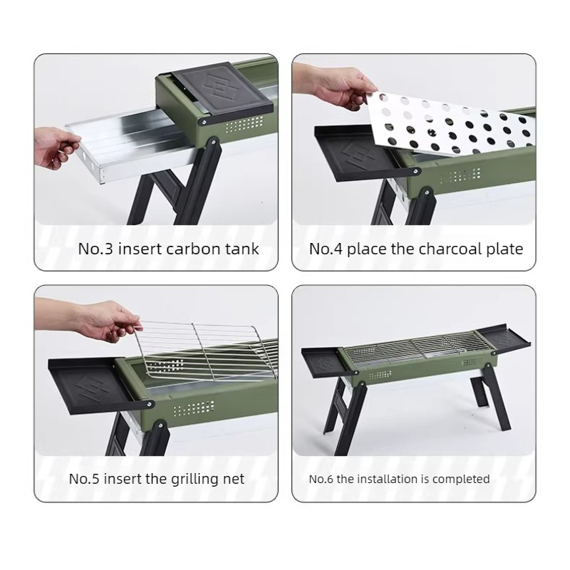 1 Set Outdoor BBQ Grill Foldin - Camp Grill Portable Folding recension och pris
