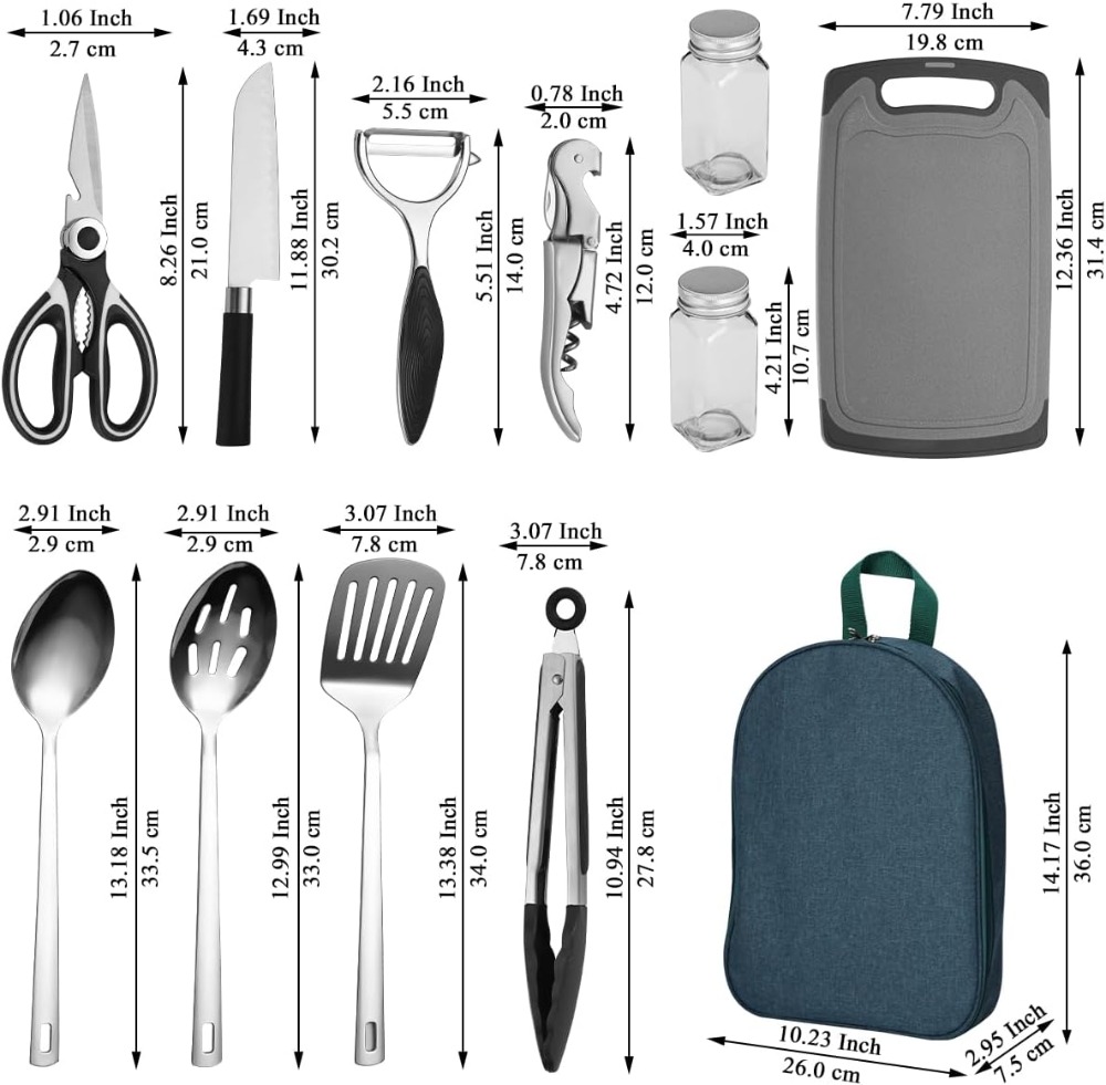 Camping Cooking Utensil Set 10 - Camping Cooking Utensils Kit recension och pris
