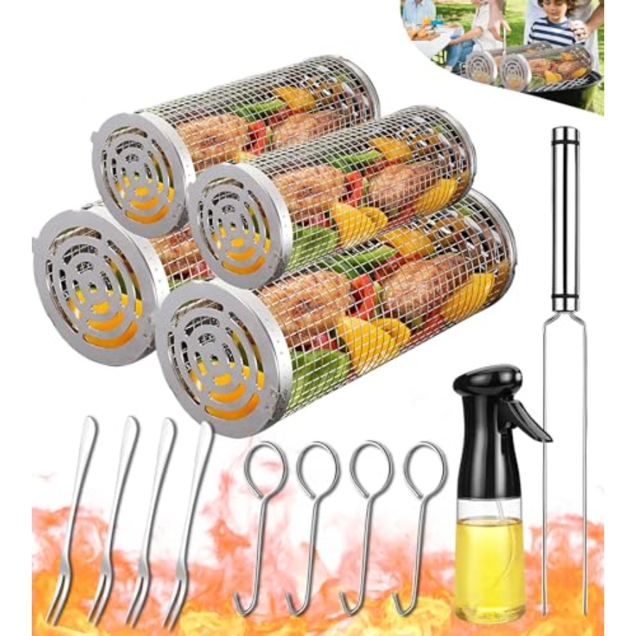 Outdoor Grilling Baskets Grill - Camping Cooking Utensils Kit recension och pris