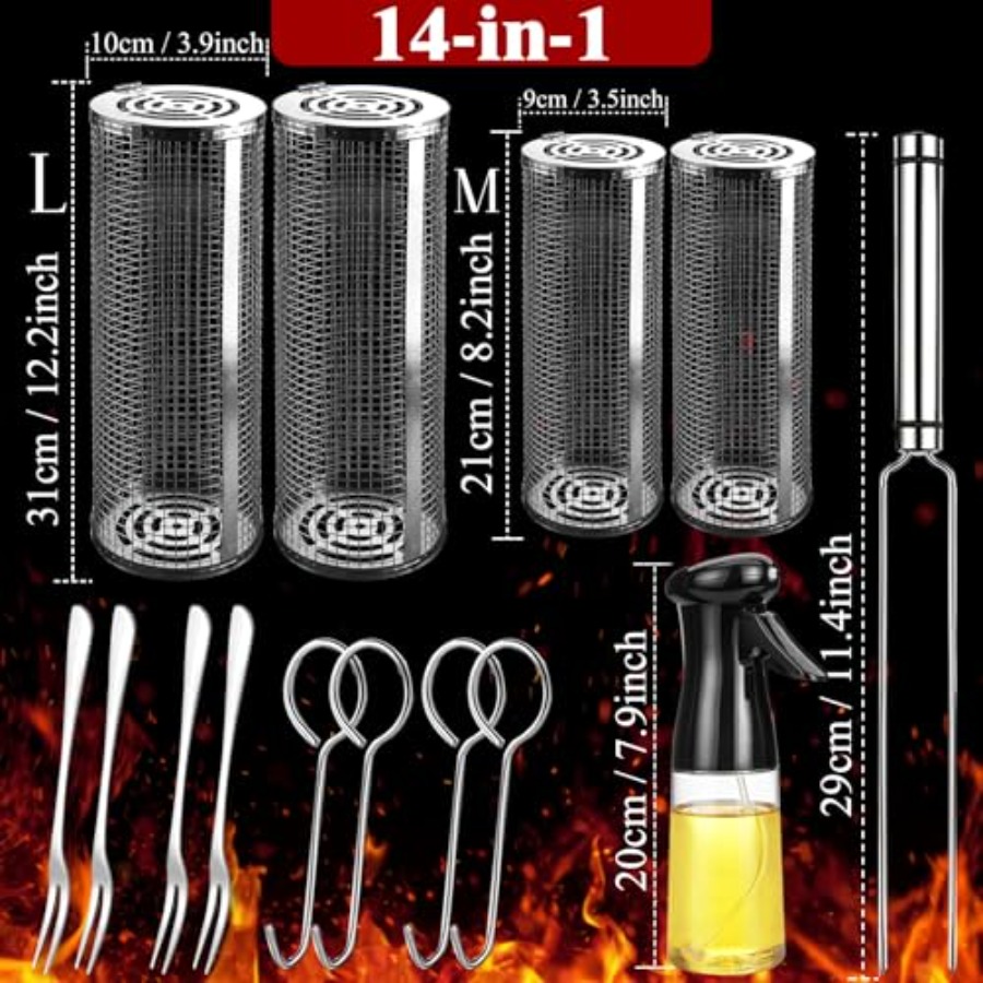 Outdoor Grilling Baskets Grill - Camping Cooking Utensils Kit recension och pris