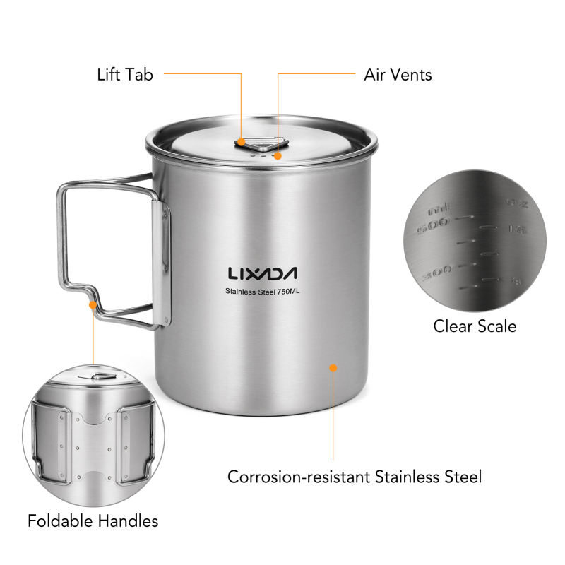 Lixada 750ml Cup Outdoor Stain - Camping Cooking Hardware recension och pris