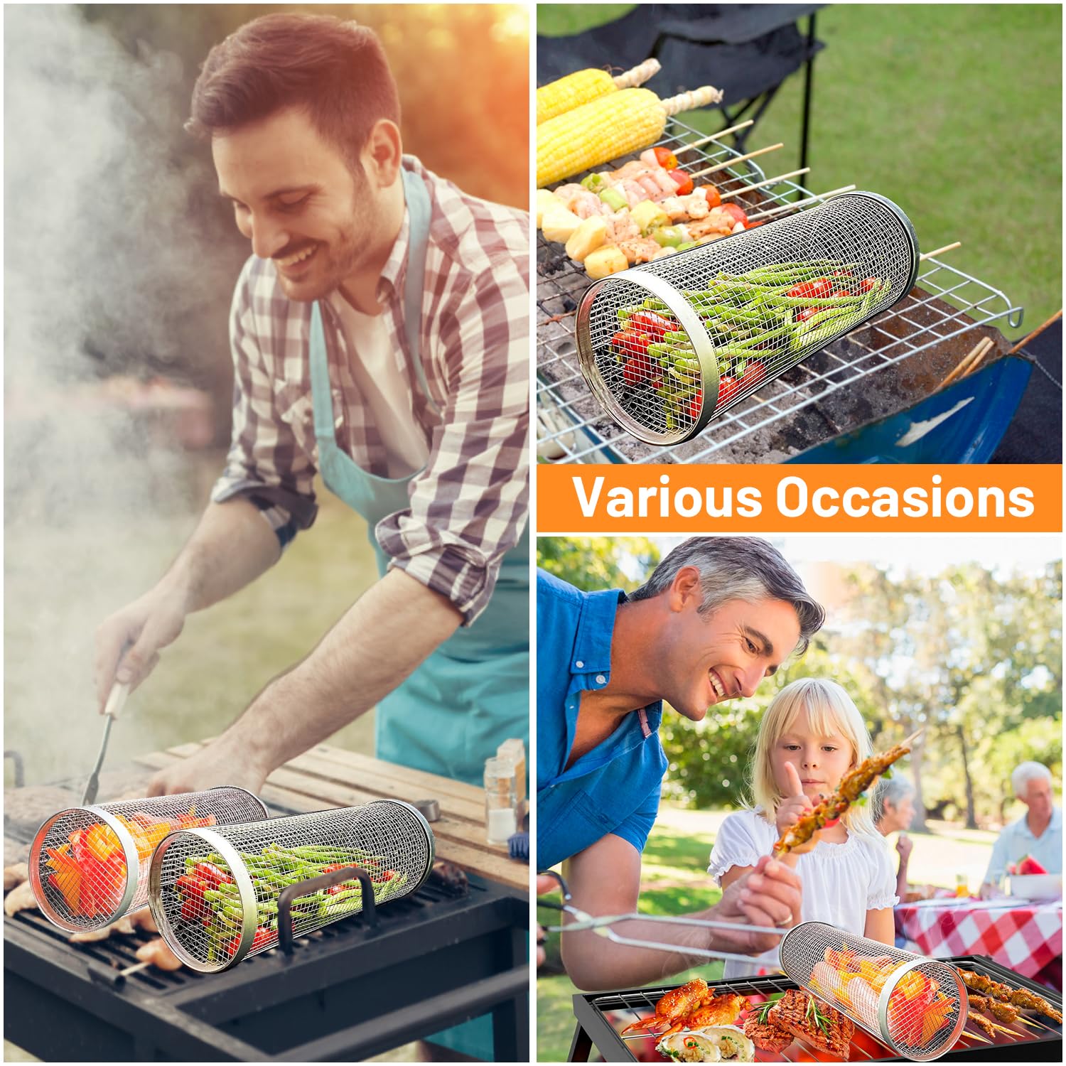 2 Pieces Rolling Grilling Bask - Camping Cooking Candle recension och pris