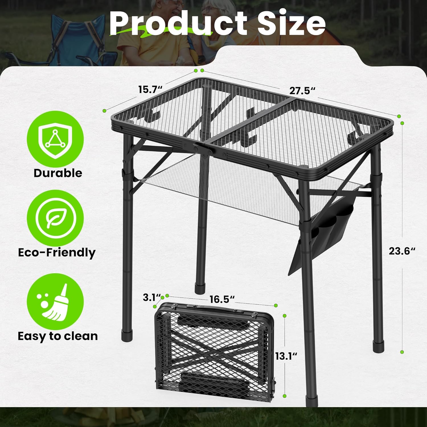 Folding Camping Table, 3 Adjus - Camp Grill Portable Folding recension och pris