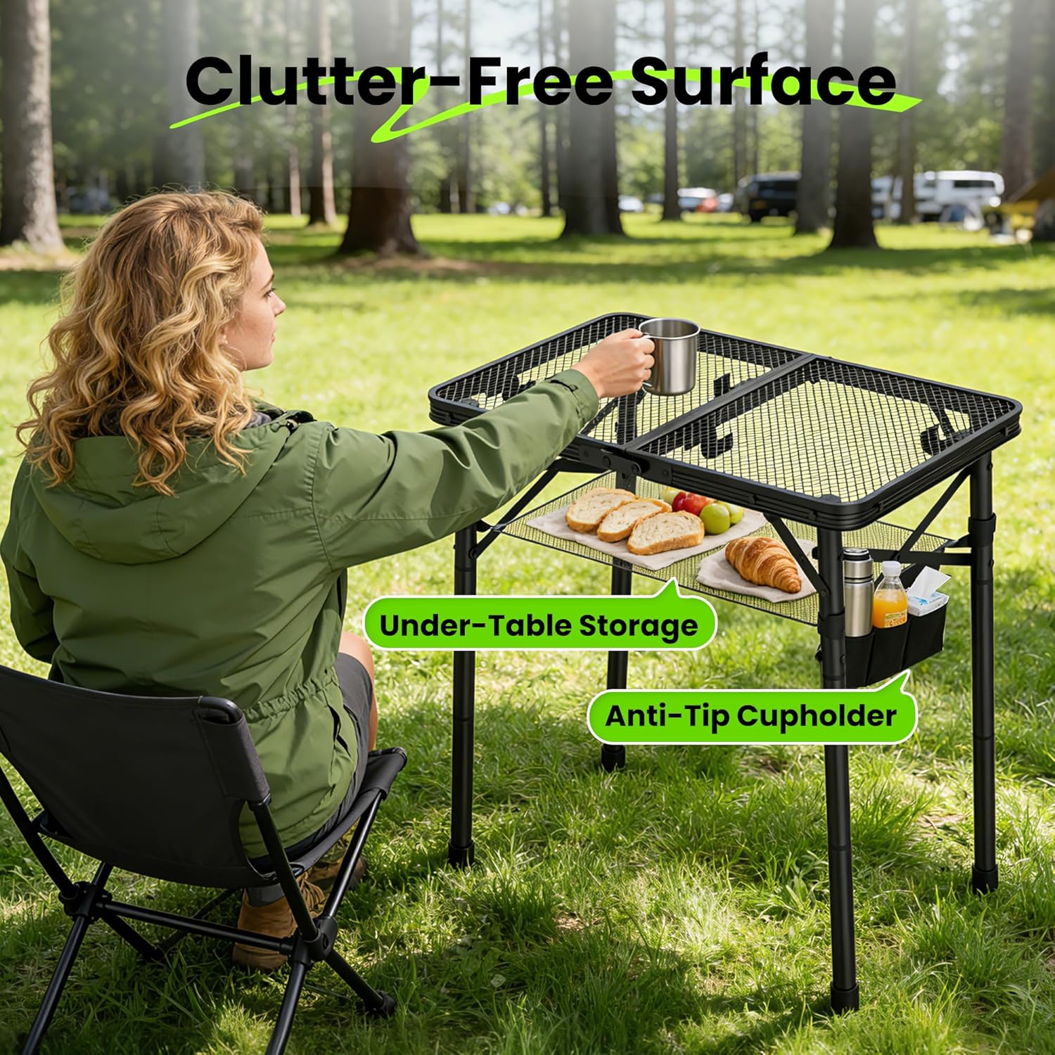 Folding Camping Table, 3 Adjus - Camp Grill Portable Folding recension och pris